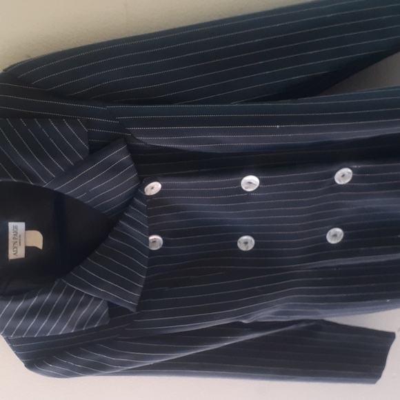 Alan Paige Black Pinstripe Mini Skirt Suit size M - Picture 3 of 17